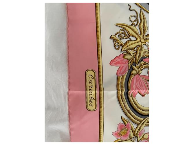 Quadrato in seta Hermès rosa e bianco - vista 3