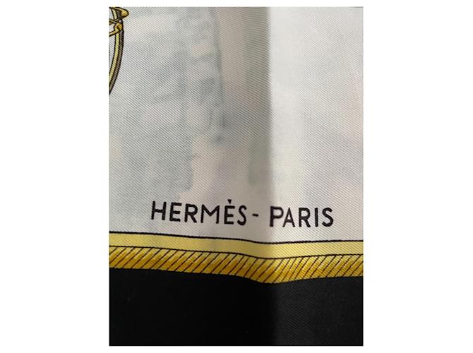 Hermès Seidenschal schwarz weiß - Ansicht 3