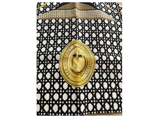 Hermès Seidenschal schwarz weiß - Ansicht 4