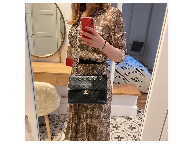 Borsa a mano Chanel Timeless in pelle blu navy con finiture oro Gold hardware - vista 14