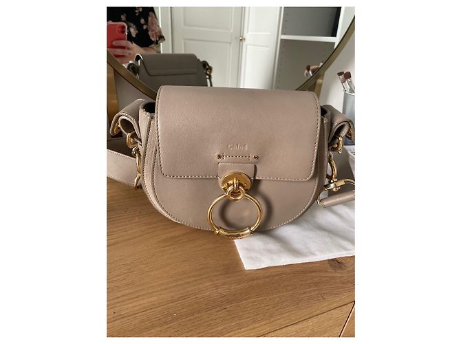 Borsa a mano Chloé Tess piccola in pelle verde e grigia Grigio - vista 4