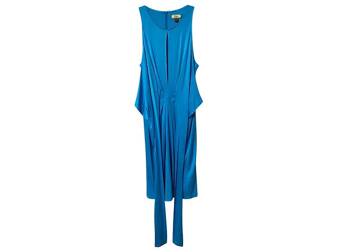 Vestido Issa London Blue Silk Drape Belt Azul - vista 6