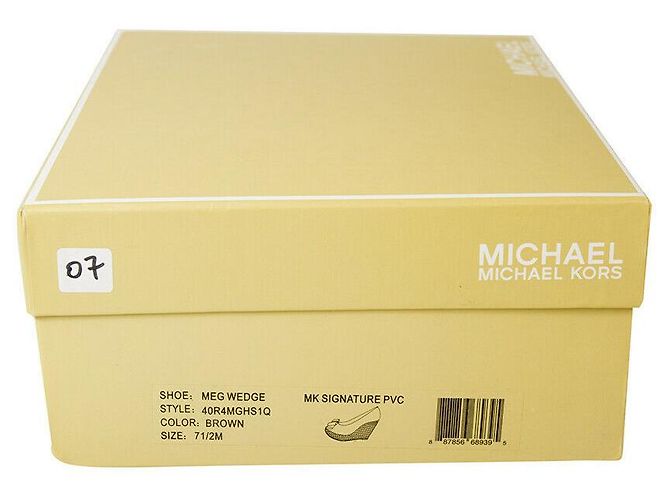 Michael Kors Meg Brown Monogram Canvas Bow Zeppa Platform Peep Toe Scarpe 7.5 M - vista 10