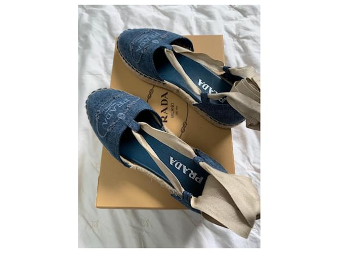 Prada Espadrilles Hellblau Baumwolle Größe 37 - Ansicht 2