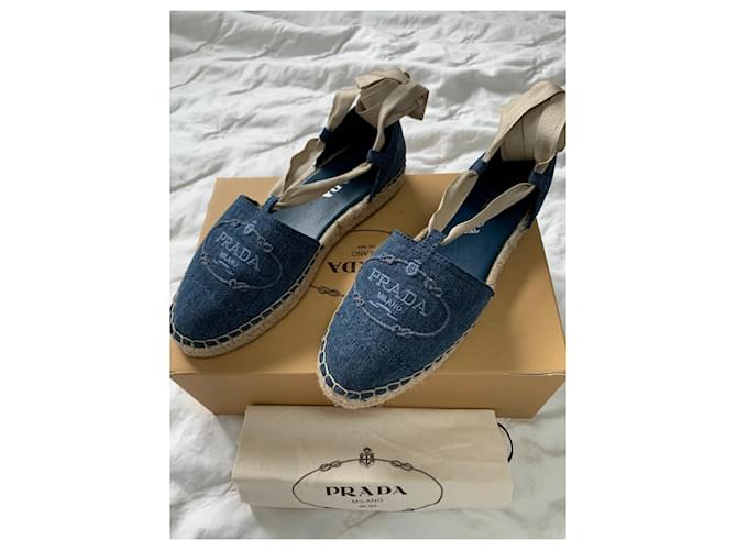 Prada Espadrilles Hellblau Baumwolle Größe 37 - Ansicht 3