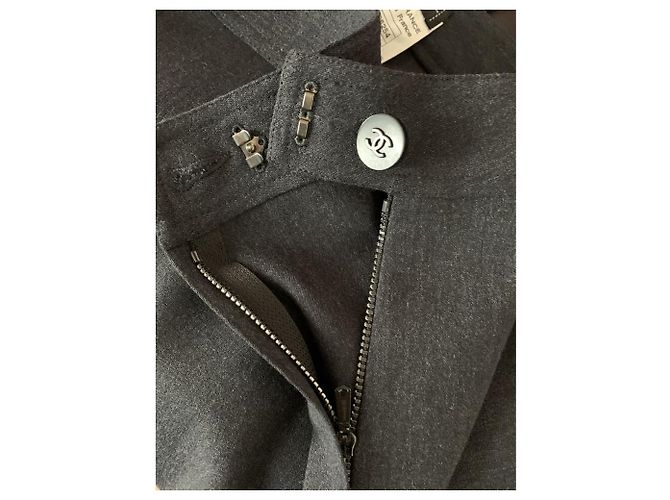 Chanel Hose aus Wolle gerade schwarz anthrazit - Ansicht 3