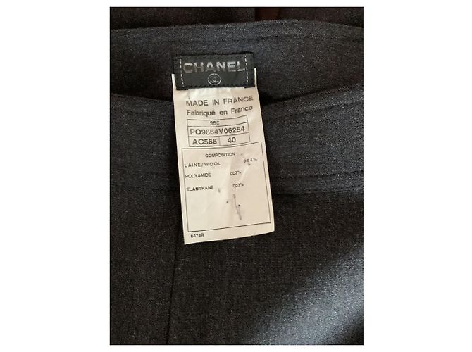 Chanel Hose aus Wolle gerade schwarz anthrazit - Ansicht 5