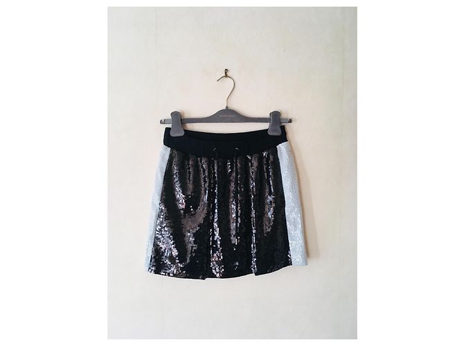 Gonna corta con paillettes Alberta Ferretti nera e bianca Nero Bianco Metallico - vista 3