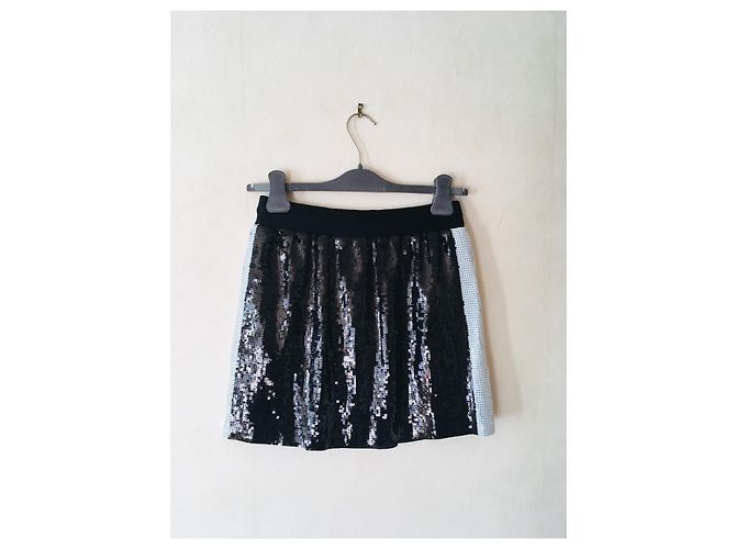 Gonna corta con paillettes Alberta Ferretti nera e bianca Nero Bianco Metallico - vista 4