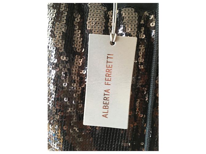 Gonna corta con paillettes Alberta Ferretti nera e bianca Nero Bianco Metallico - vista 6