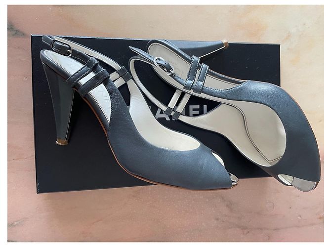 Sandali Chanel in pelle grigio scuro 36.5 Grigio antracite - vista 11