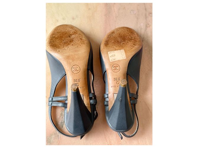 Sandali Chanel in pelle grigio scuro 36.5 Grigio antracite - vista 5