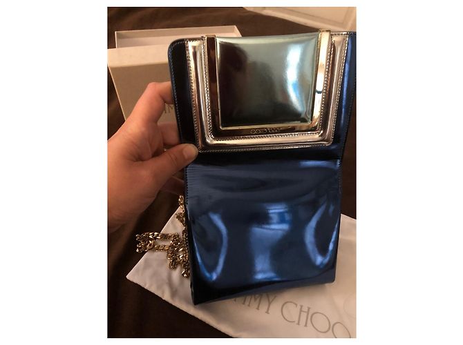 Jimmy Choo Pelle specchiata Ava Navy Mix Blu - vista 2