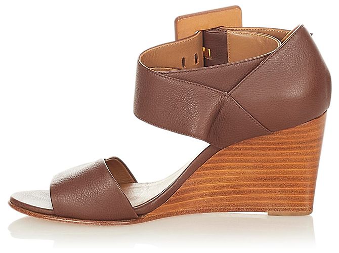 Hermès Sandali con zeppa in pelle marrone Hermes Marrone scuro - vista 5