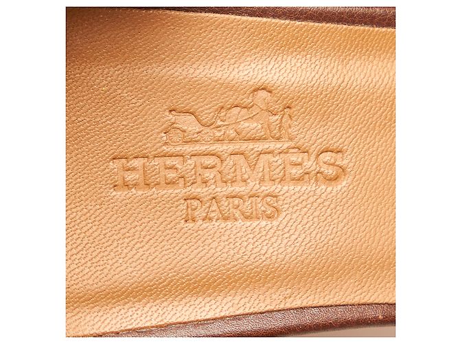 Hermès Sandali con zeppa in pelle marrone Hermes Marrone scuro - vista 7