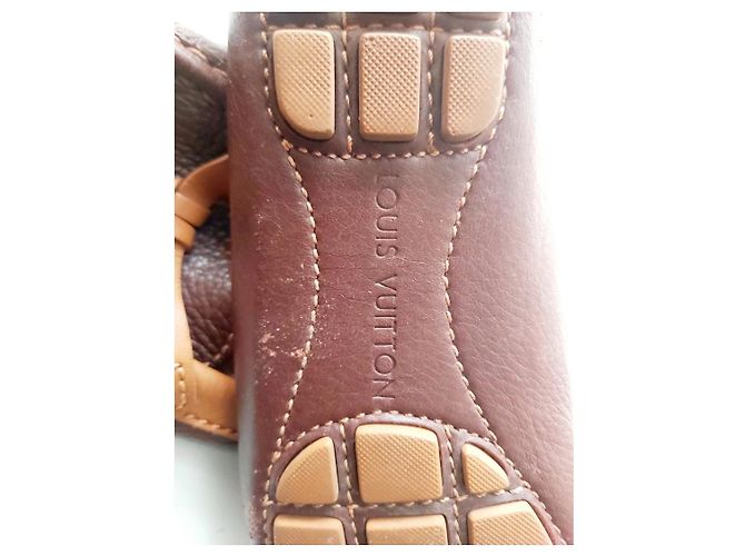 Mocassini Louis Vuitton Pelle Marrone Cognac Taglia 38 Caramello Rame - vista 10