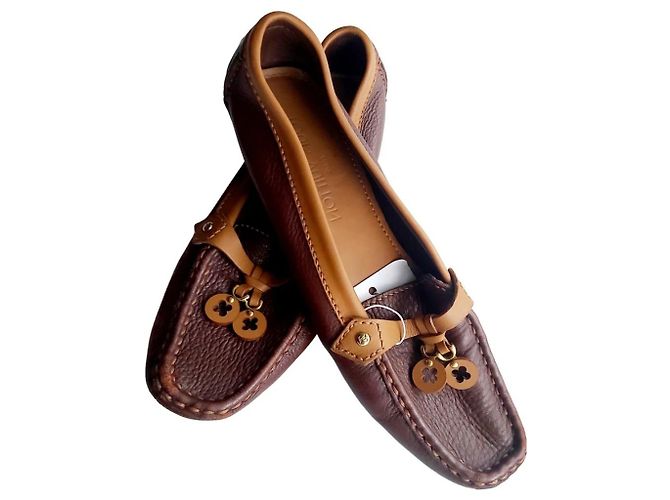 Mocassini Louis Vuitton Pelle Marrone Cognac Taglia 38 Caramello Rame - vista 13