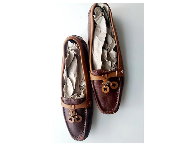 Mocassini Louis Vuitton Pelle Marrone Cognac Taglia 38 Caramello Rame - vista 2