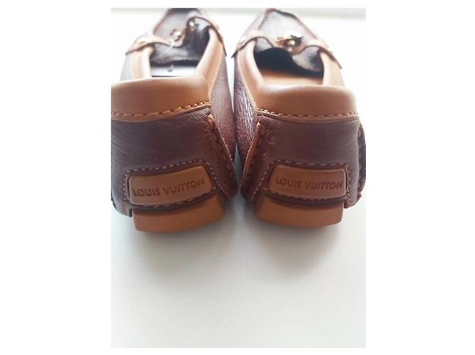 Mocassini Louis Vuitton Pelle Marrone Cognac Taglia 38 Caramello Rame - vista 4