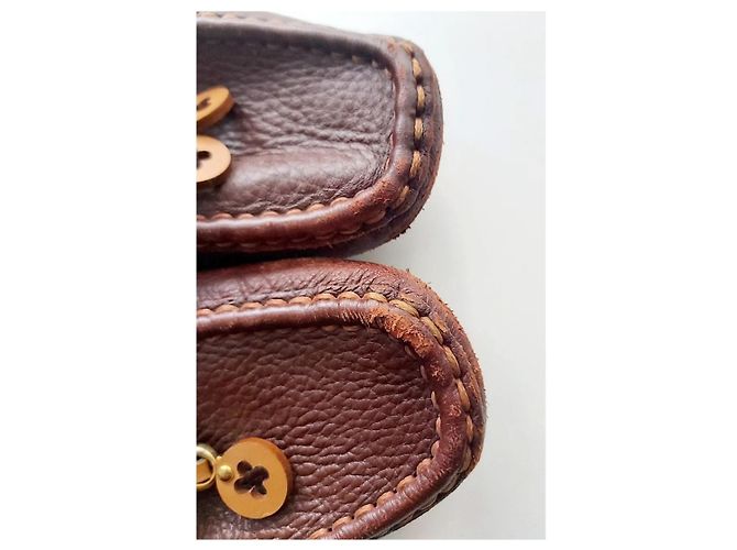 Mocassini Louis Vuitton Pelle Marrone Cognac Taglia 38 Caramello Rame - vista 5