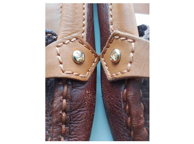 Mocassini Louis Vuitton Pelle Marrone Cognac Taglia 38 Caramello Rame - vista 8