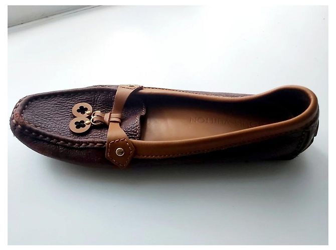 Mocassini Louis Vuitton Pelle Marrone Cognac Taglia 38 Caramello Rame - vista 9