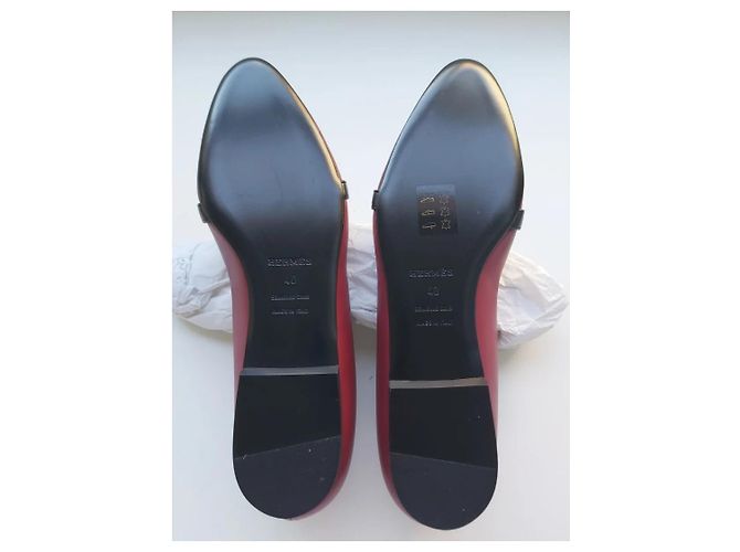 Ballerine Hermès Kelly Pelle Nero Argento Rosso Scuro Bordò - vista 4