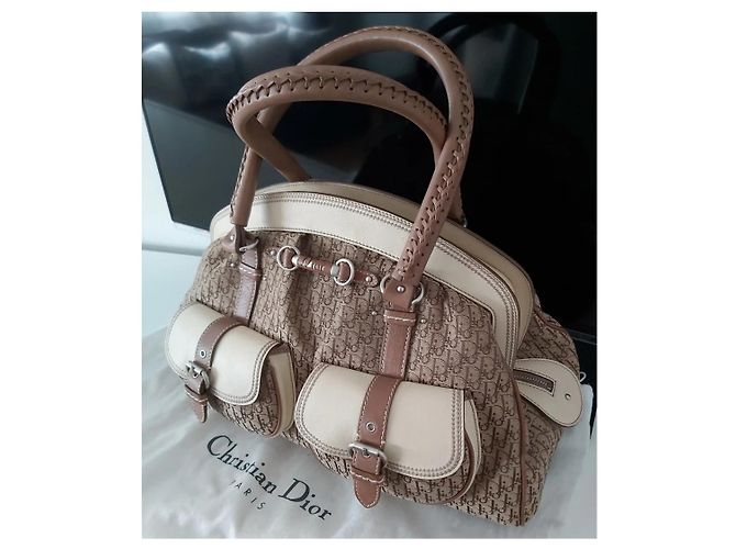 Borsa Dior My Dior beige tela monogramma e pelle Bianco sporco - vista 5