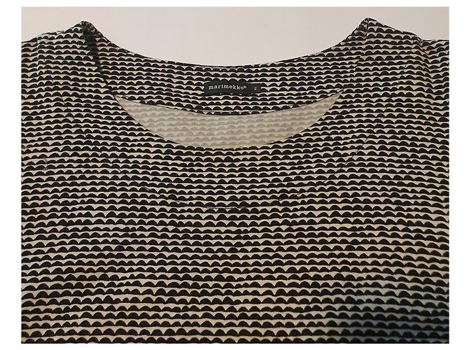 Vestido Marimekko Meitin Negro Blanco Algodón - vista 6