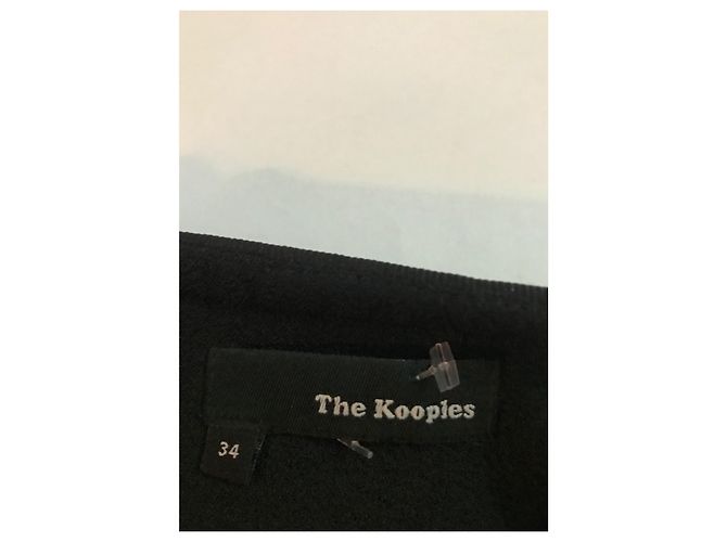 The Kooples Falda jaspeada con aplicación de piel de cordero Negro Blanco - vista 7