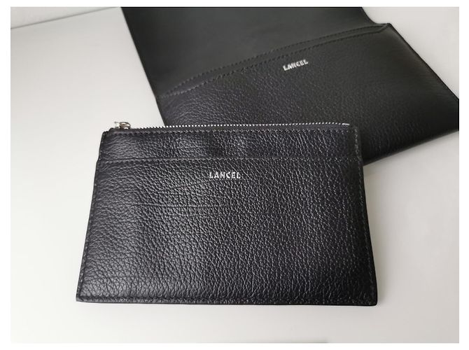 Cartera Lancel de piel negra granulada con tarjetero extraíble Negro - vista 12