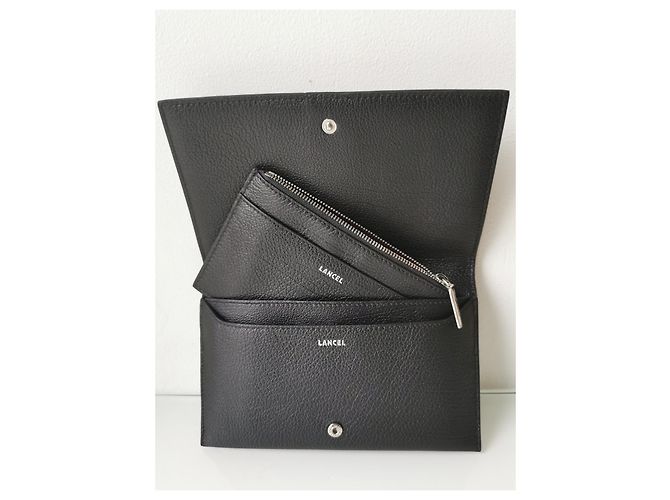 Cartera Lancel de piel negra granulada con tarjetero extraíble Negro - vista 13