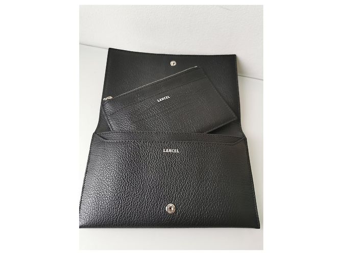 Cartera Lancel de piel negra granulada con tarjetero extraíble Negro - vista 15