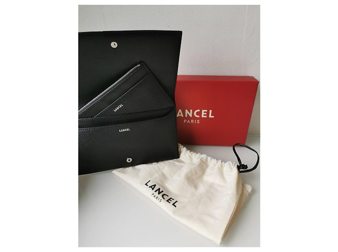 Cartera Lancel de piel negra granulada con tarjetero extraíble Negro - vista 17