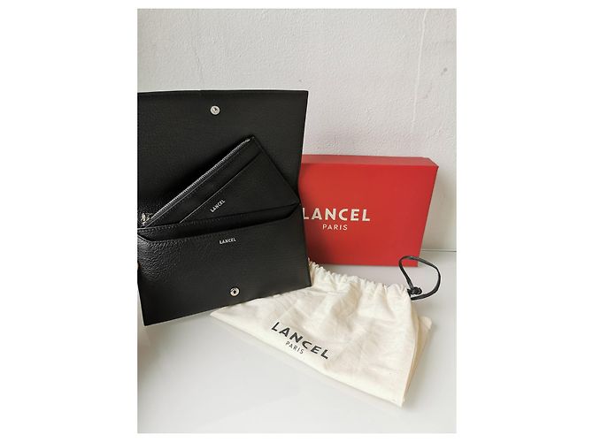 Cartera Lancel de piel negra granulada con tarjetero extraíble Negro - vista 18