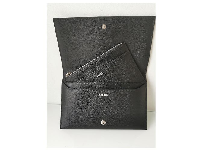 Cartera Lancel de piel negra granulada con tarjetero extraíble Negro - vista 3