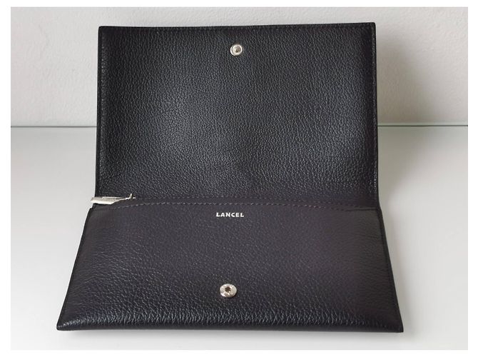 Cartera Lancel de piel negra granulada con tarjetero extraíble Negro - vista 8