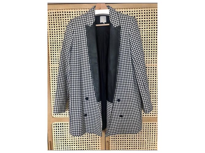 Abrigo de algodón estampado pata de gallo negro Pablo De Gerard Darel - vista 2
