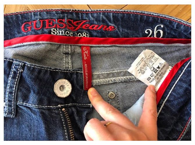 Jeans Bootcut Guess Blu Navy Cotone - vista 3