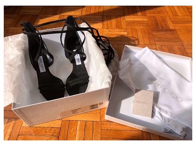 Zapatos de salón Jimmy Choo Flynn 85 de ante negro con punta abierta - vista 3