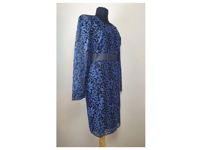 Vestido de encaje Sportmax Code azul de algodón - vista 3