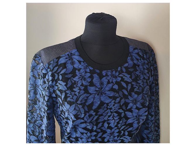 Vestido de encaje Sportmax Code azul de algodón - vista 4