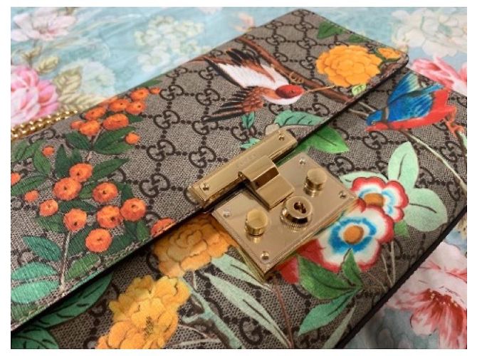 Padlock Clutch Gucci Tian Lucchetto in tela GG Supreme - vista 3