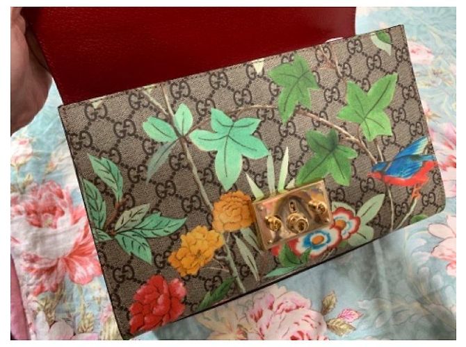 Padlock Clutch Gucci Tian Lucchetto in tela GG Supreme - vista 5