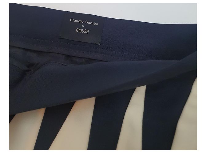 Autre Marque Falda de lana Claudia Gamba x Muuse Copenhagen azul marino blanco - vista 4