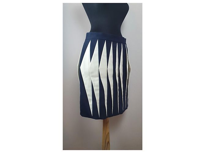 Autre Marque Falda de lana Claudia Gamba x Muuse Copenhagen azul marino blanco - vista 5