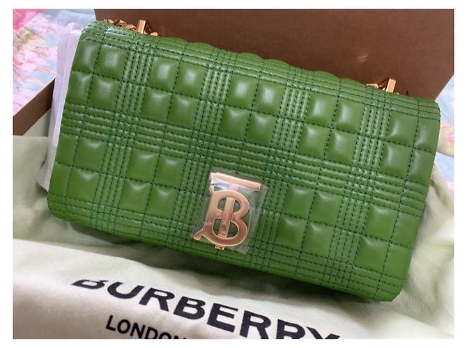 Burberry Bolsa pequena de pele de carneiro acolchoada Lola Verde - vista 2