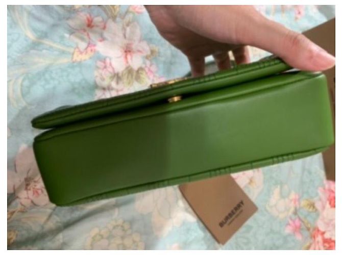 Burberry Bolsa pequena de pele de carneiro acolchoada Lola Verde - vista 5