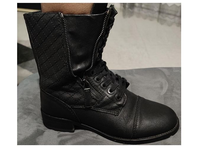 Cambon Botas Biker Chanel de Cuero Negro - vista 4