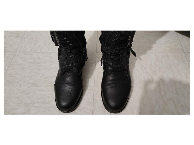 Cambon Botas Biker Chanel de Cuero Negro - vista 8